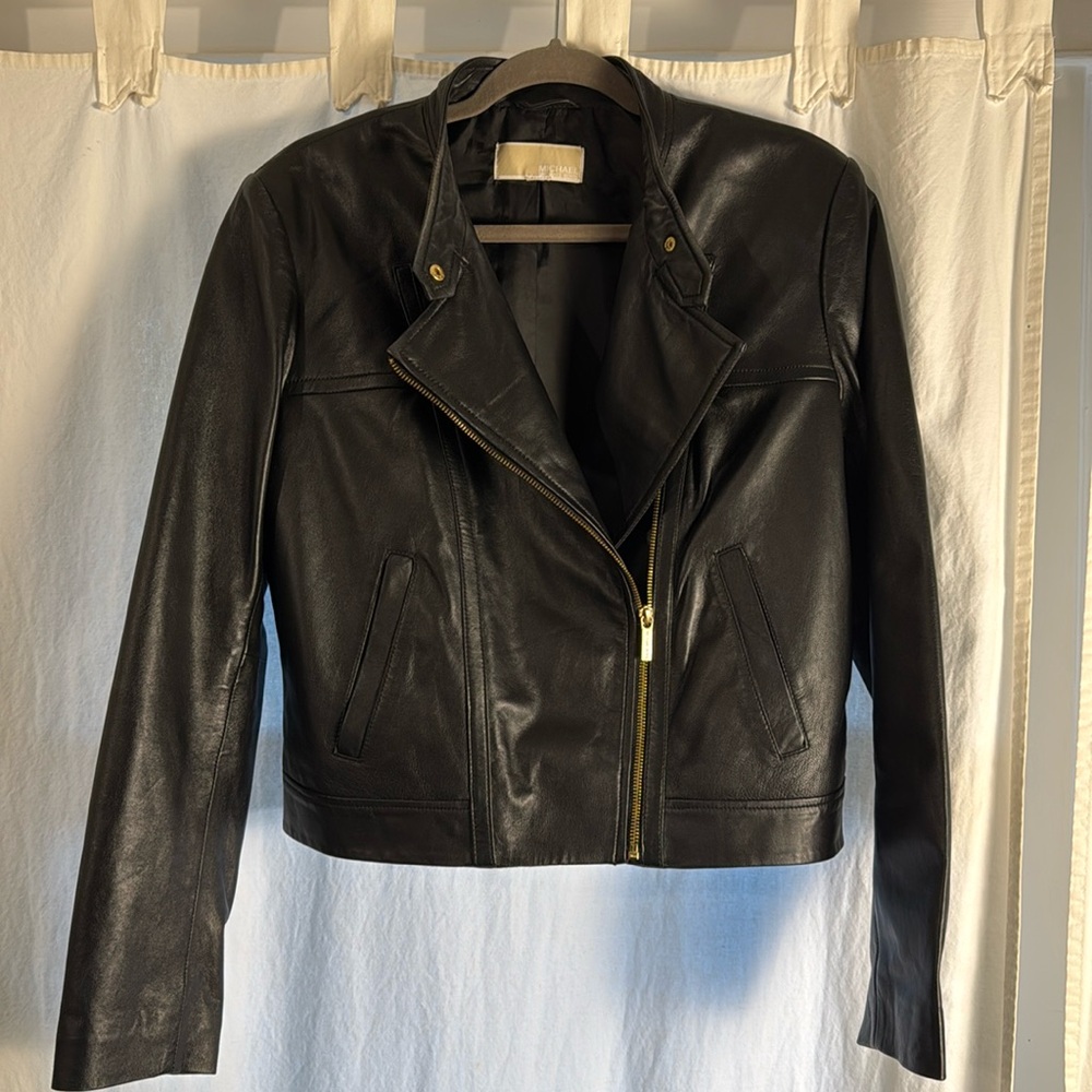 Real leather motorcycle style jacket